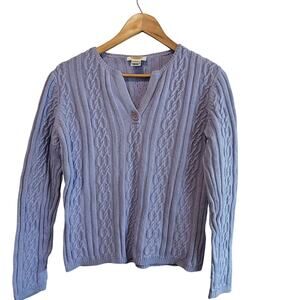 Talbots Y2K Sweater Womens Med Purple Cable Knit Boho Soft Preppy Spring Cottage